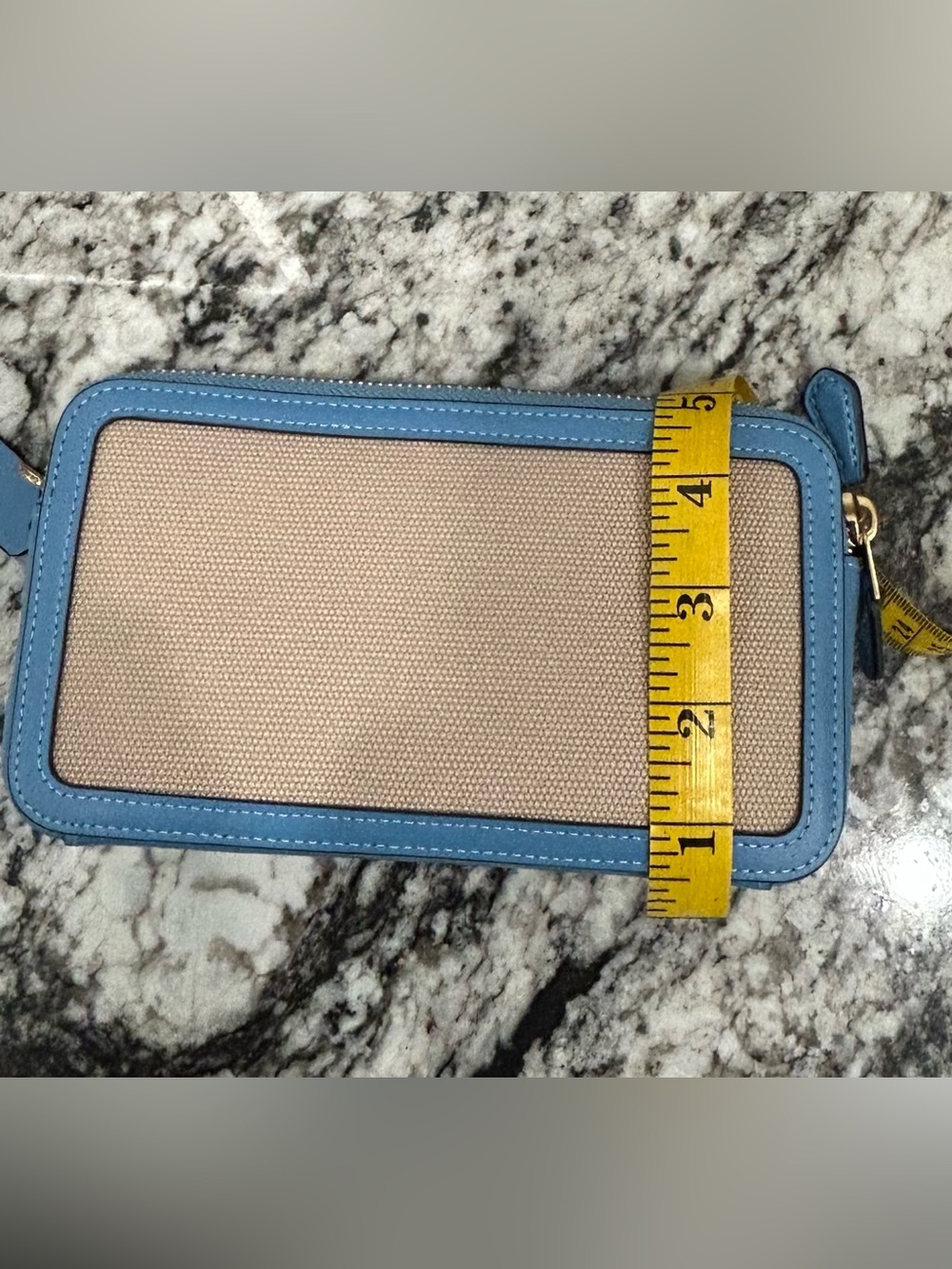 Coach Canvas Crossbody Wallet/Wristlet with Sky Blue Leather Trim - Picture 2 of 9